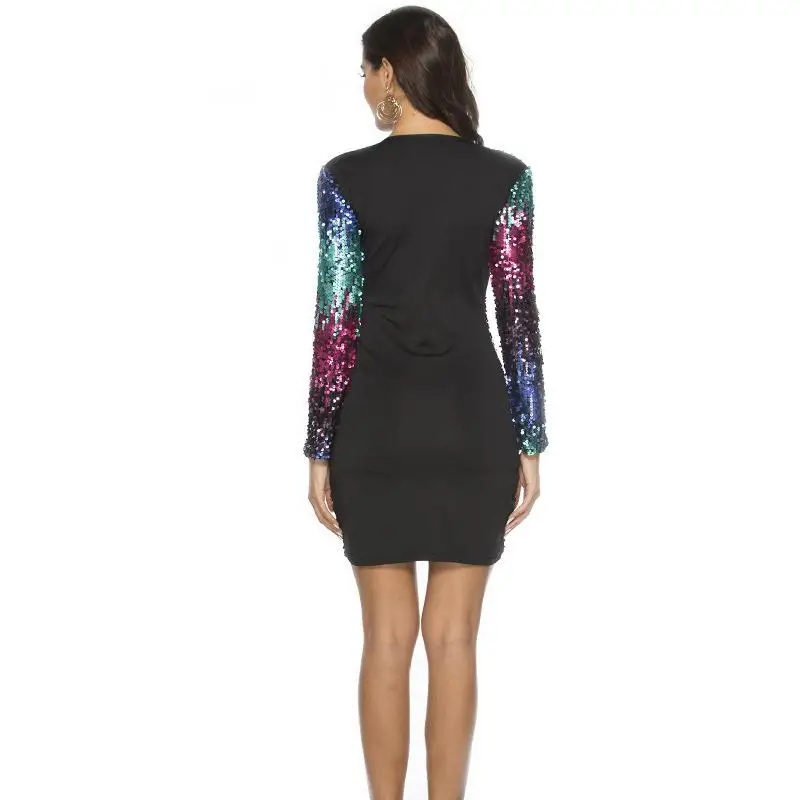 Женское платье с блестками raissevern вечерние мини платья глубоким v образным