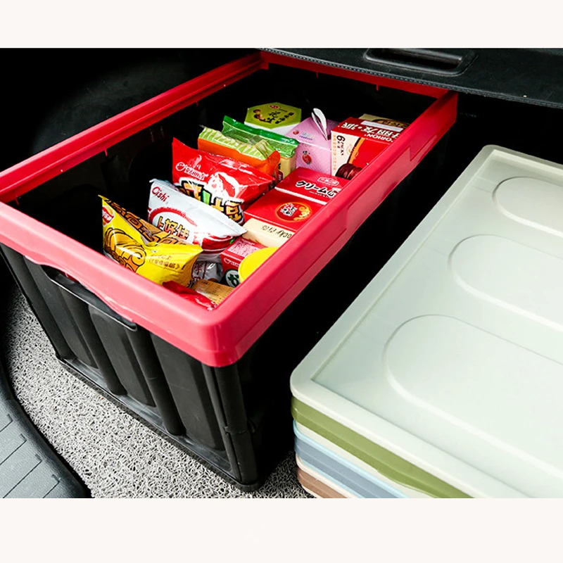 

Collapsible Plastic Storage Box Stackable Folding Utility Crates with Lid XH8Z