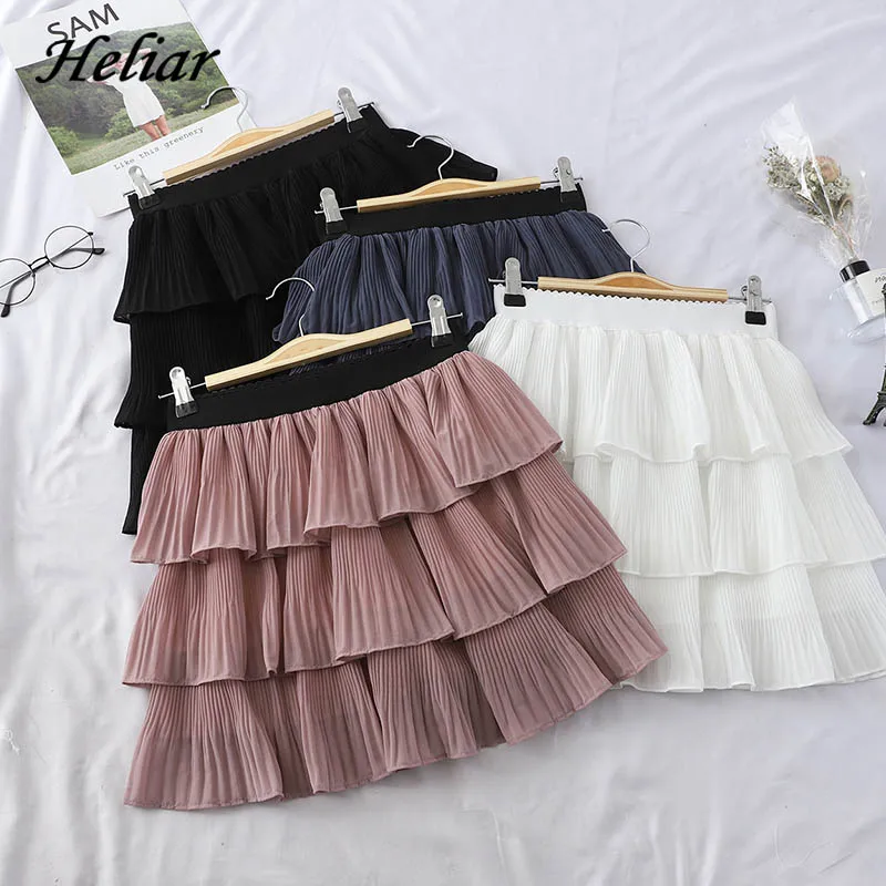 Мини юбка женская плиссированная трехслойная трапециевидная Повседневная