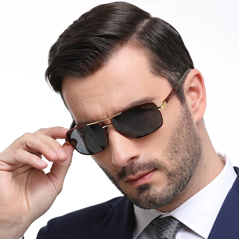 

Polarized Men Sunglasses Square Sun Glasses for Male Driving Metal Frames TAC Lens Sunglasses-men Anti-glare Uv400 Black Fashion