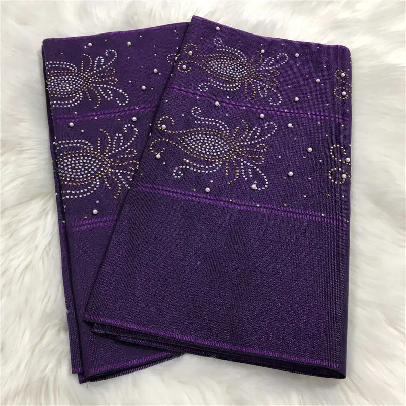 Африканский gele головной убор aso oke головной убор с бисером нигерийские Стразы gele головной убор мода для вечерние 2 шт./лот-AH30 - Цвет: 19