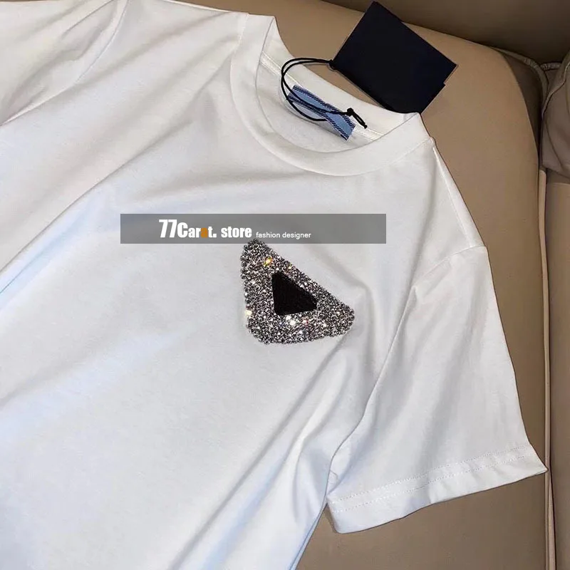

2021 new style high quality designer women clothes fashion o-neck diamonds graphic tee t shirts sexy tops woman tshirts top S-L