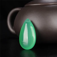 natural green chalcedony hand carved water drop pendant fashion boutique jewelry men and women agate necklace