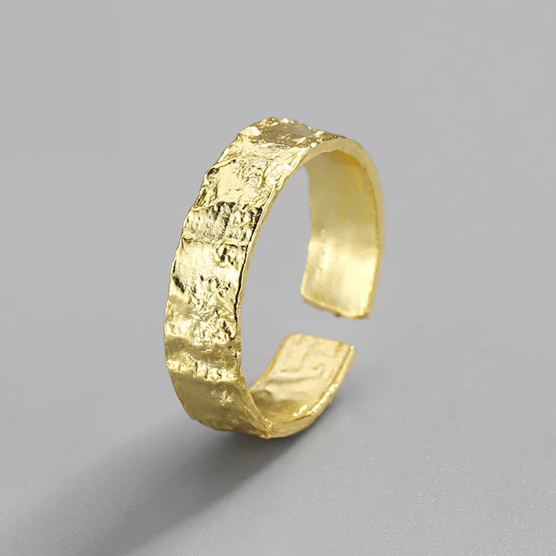 Геометрическая текстура Открытое кольцо серебряный цвет неправильной