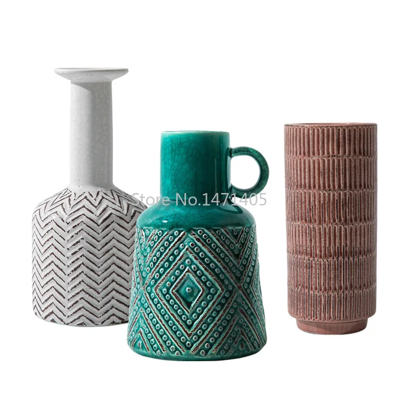 

Modern Minimalist Ceramic Vase American Retro Home Living Room TV Cabinet Dining Table Vase Home Decoration