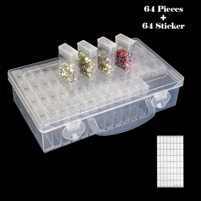 

Коробка PDMDOG для алмазной живописи, портативный контейнер для хранения бусин, 64/128 шт., набор аксессуаров для алмазной живописи