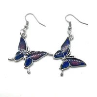2021 summer earrings gifts for women fashion silver alloy butterfly enemal pendant hook ear piercing jewelry sets pendientes