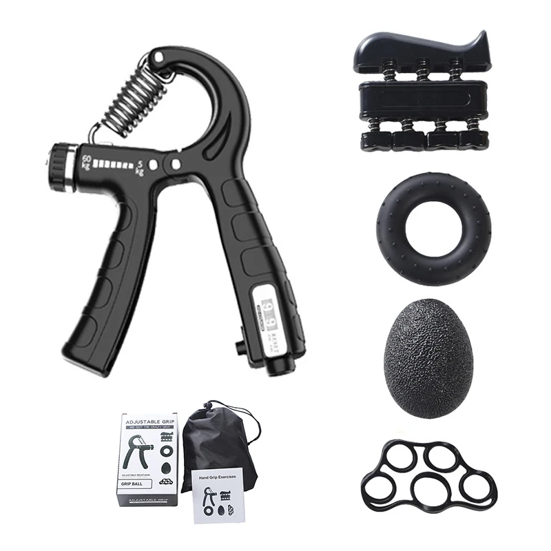 

5 Pieces Hand Grip Trainer Set Finger Resistance Band Rubber Ring Adjustable 5-60KG Heavy Grips Fingers Exerciser Ball Exercise