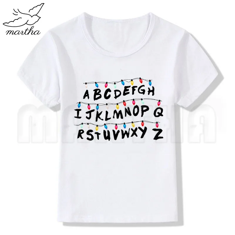 Детская забавная белая футболка с принтом странные вещи детские летние топы