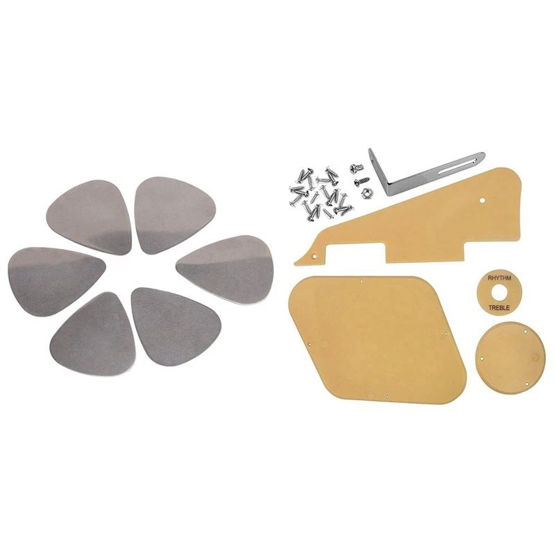 6 шт. медиаторы для гитары из нержавеющей стали и 1 набор желтых накладок