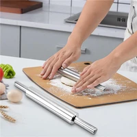 rolling pin stainless steel non stick pastry dough roller baking cookies noodle biscuit making baking tools kitchen cooking d20