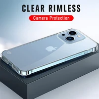 luxury transparent rimless hard phone case for iphone 13 12 11 pro max mini x xs xr 7 8 plus se 2 2020 silicone shockproof cover