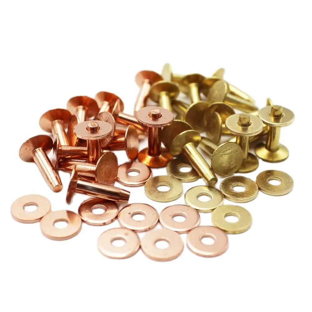 

Brass Copper Leather Rivets With Burrs Washers For DIY