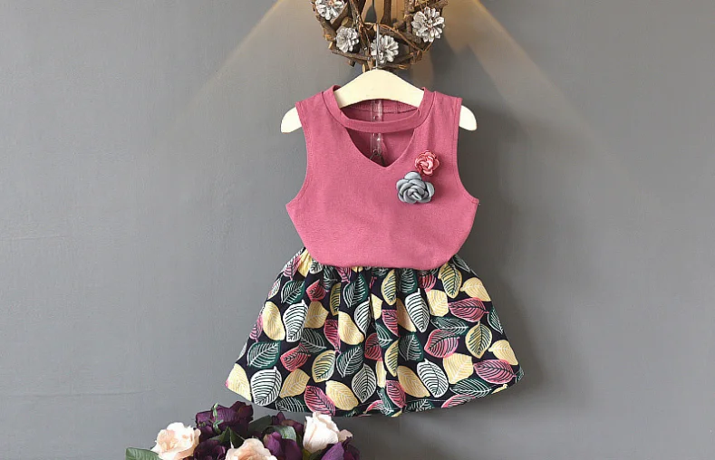 Костюм для девочек летняя рубашка без рукавов в Корейском стиле шорты комплект