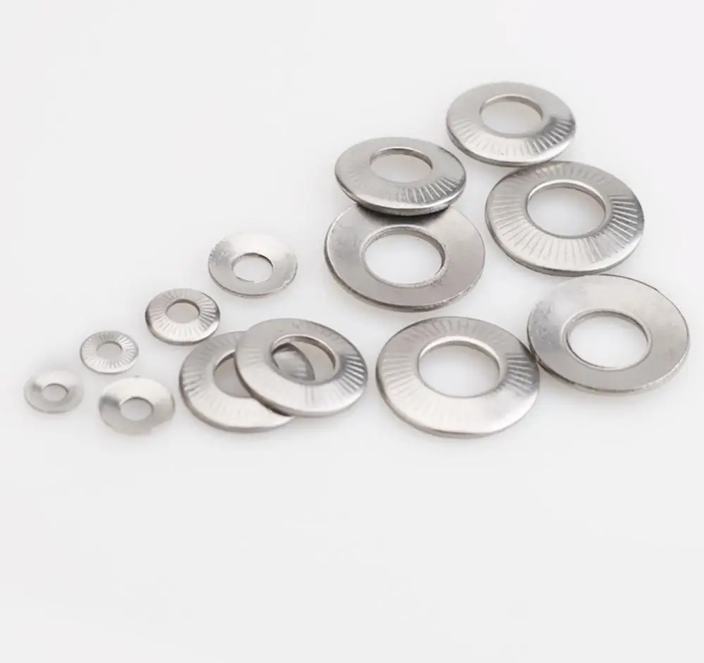 

Serratted Lock Washers M3 M4 M5 M6 M8 M10 M12 M16 NFE25-511 304 A2 Stainless Steel Conical Non-slip Gasket