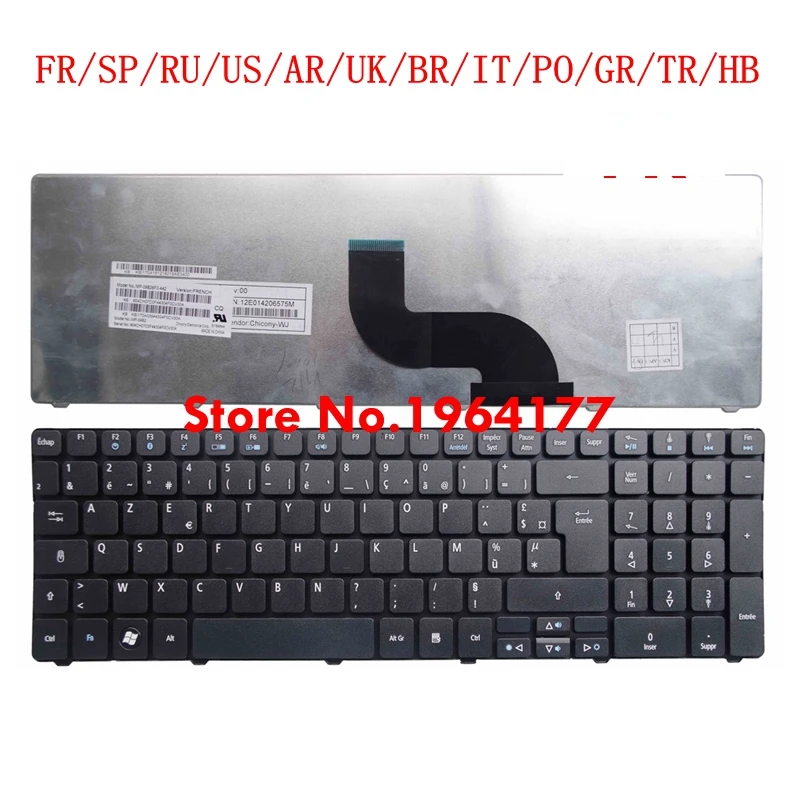 Клавиатура FR/SP/RU/US/AR/UK для Acer 5542G 5350 5253 5333 5340 5349 5360 5733 5750 5736 5736G 5739 7551 7551g 7739