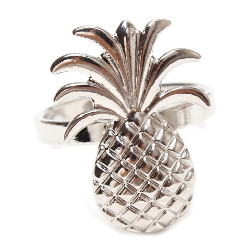 

12Pcs Pineapple Napkin Ring Metal Plating Napkin Ring Ring Stand Wedding Holiday Party Table Decoration