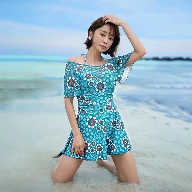 Купальник женский сплошной с юбкой консервативное покрытие для живота тонкий