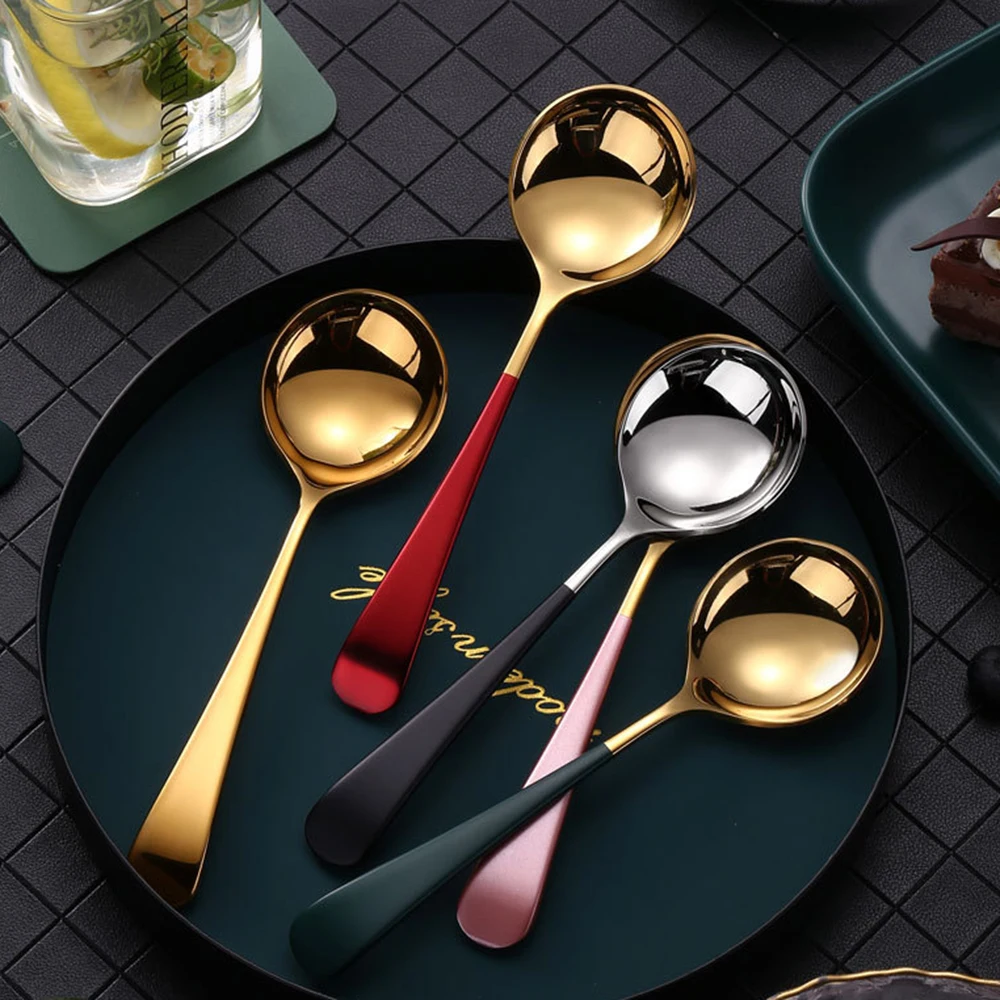 

Stainless Steel Coffee Stirring Spoon Short Handle Ice Cream Teaspoon Gold-plated Dessert Spoon Tableware Kitchen Accessories