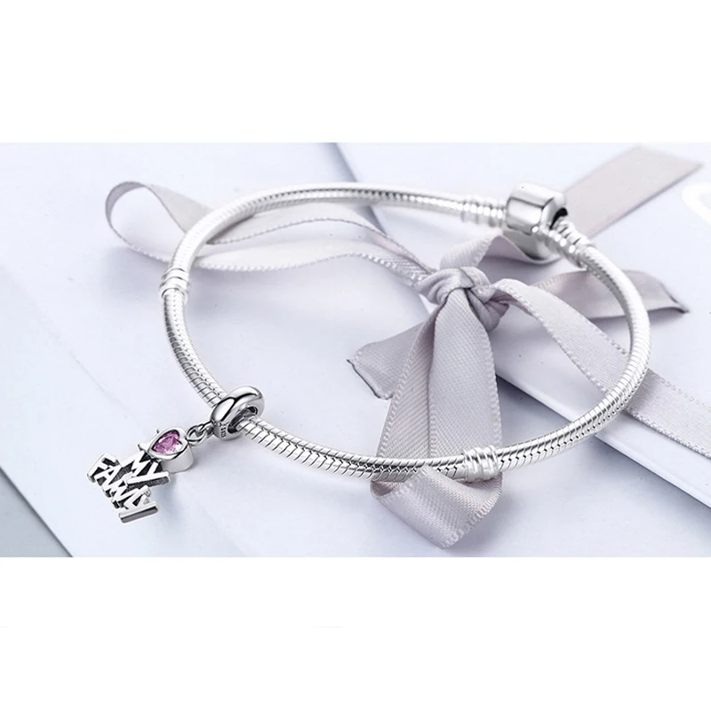 

Women Classic 925 Sterling Silver Pendant Heart Dangle Charms fit Women Charm Bracelets Jewelry Wedding Party Gift