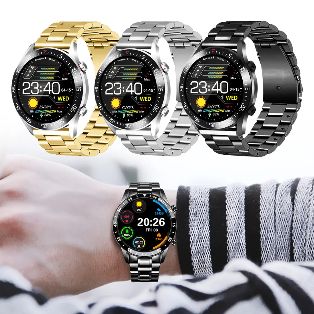 

2021 New Smart Watch Men Full Touch Screen Sports Fitness Watch IP67 Waterproof Bluetooth For Android Ios Smartwatch Mens