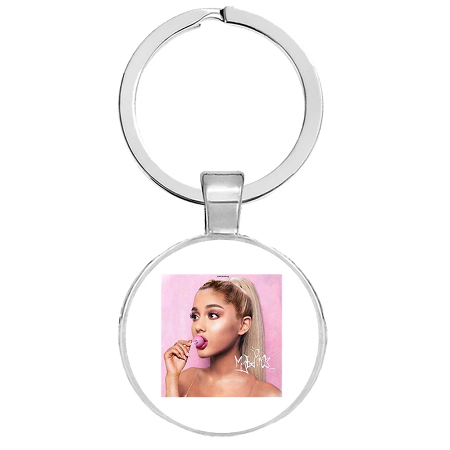 Ariana Grande Keychains 7 Rings Music Fans Souvenirs Superstar Art Glass Cabochon Pendants Keyrings Fashion Jewelry Llaveros | Украшения и