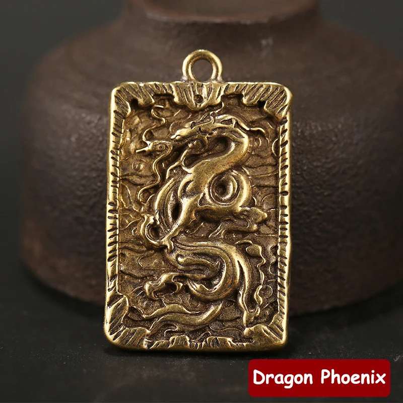 Винтажные латунные брелоки с изображением дракона Феникса цина Лина подвеска