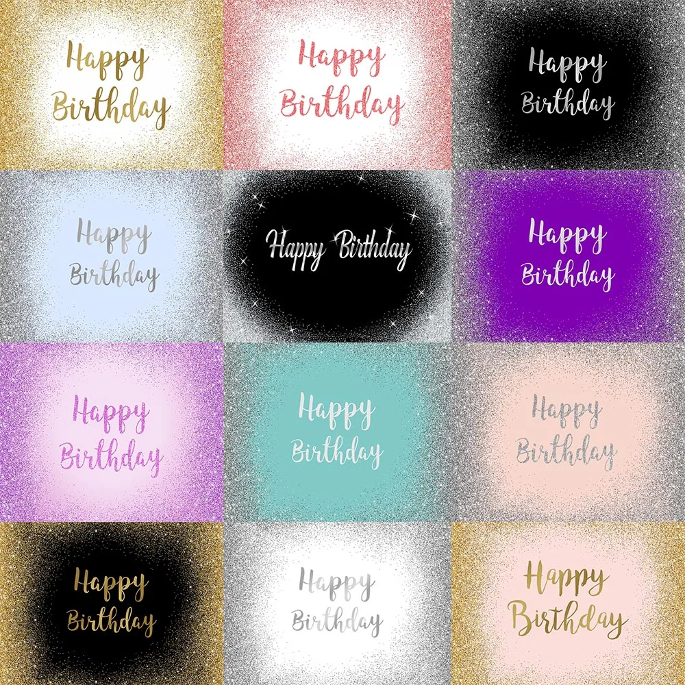 

Mocsicka Glitter Adult Happy Birthday Backdrop Photography Dots Custom Poster Background for Photo Studio Birthday Party Banner