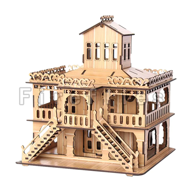 

3D Wooden Puzzle Country Villa House Model Toys Jigsaw Laser Cutting Villa House DIY Handmade Mechanical for Children Adult Toy
