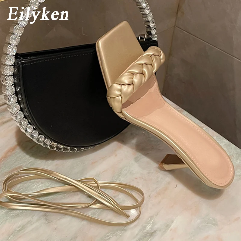 

Eilyken Gladiator Fashion Weave Ankle Strap Sandals Women Open Toe High Heels Slides 2021 Summer Ladies Outdoor Lace Up Shoes