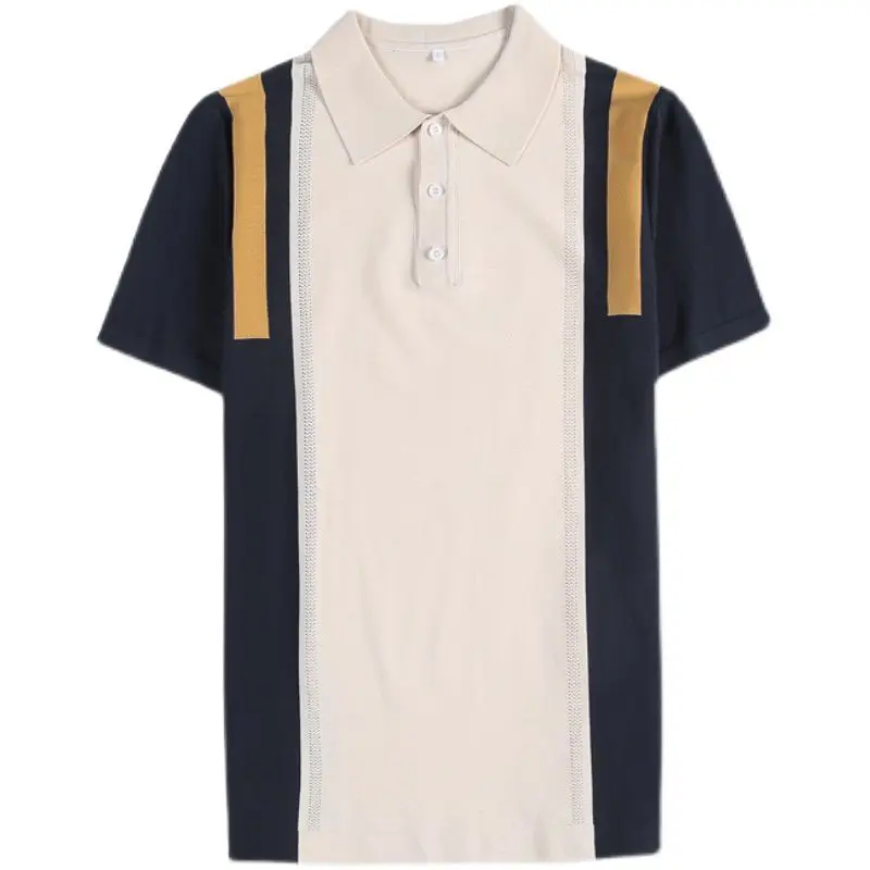 

2021 Summer Men's Korean Slim Short Sleeve Knitted POLO Shirt Business Gentleman Casual All-match Half Sleeve T-shirt