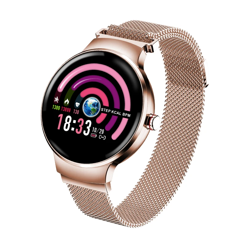 H5 Smart Watch Women Android Watch Fashion Fitness Bracelet Smartwatch with Heart Rate Blood Pressure Monitor Smart Wristband - Цвет: Золотой