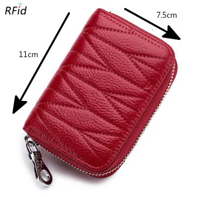 small size red RFID кошелек для женщин из натуральной кожи женский дорожный кошелек на молнии Женский кошелек 36 держатель для карт мини Чехол жен - Цвет: small size red