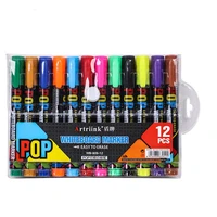 812 color whiteboard marker erasable pop paper glass dry erasing writting pen refillable mildliner
