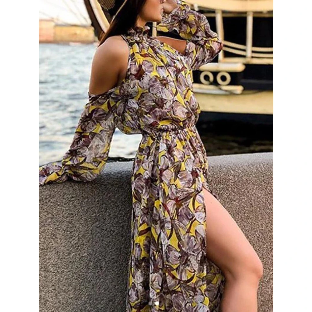 Платье в стиле бохо с женское платье Лето 2019 модное открытыми плечами длинное