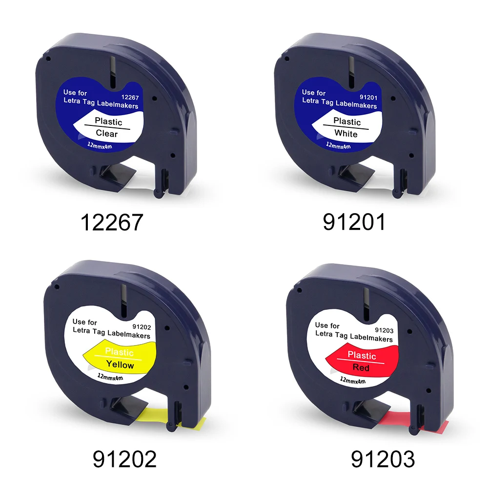 Absonic 12 мм 12267 91201 Labelprinter Dymo Letratag пластиковая лента 91202 91203 91204 91205 этикетка производитель совместимый для Dymo LT-100H
