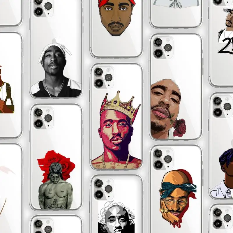 

Rapper 2Pac Makaveli Tupac Amaru Shakur Phone Case Transparent for iPhone Samsung 11 12 6 7 8 9 30 Pro X Max XR Plus lite