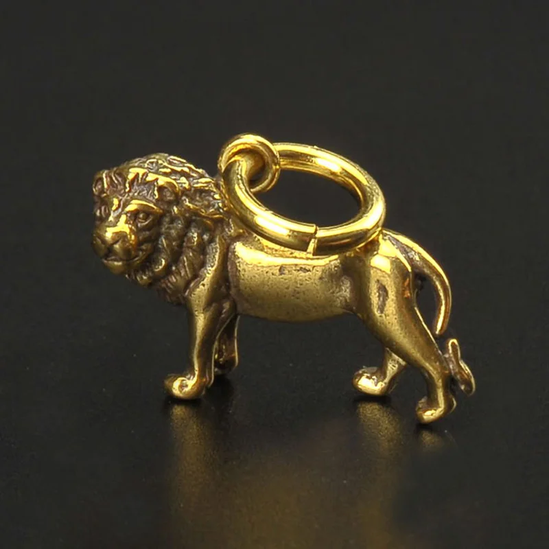 Винтажный медный маленький брелок со львом мужские подвески для автомобильных