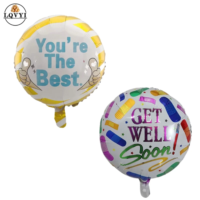 

50pcs 18inch round Get Well Soon Foil Balloons Wish Helium Balloon Spanish Hope you get well soon birthday wedding Party Supplie