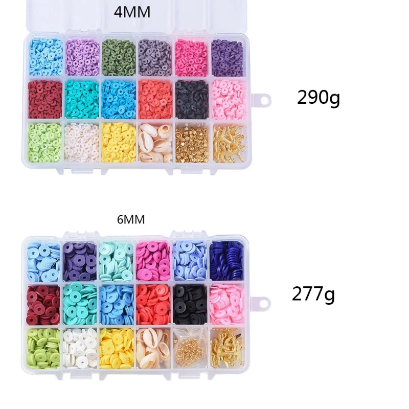 

3000Pcs Flat Round Polymer Clay Spacer Beads for Jewelry Making DIY Craft Beads T4MD