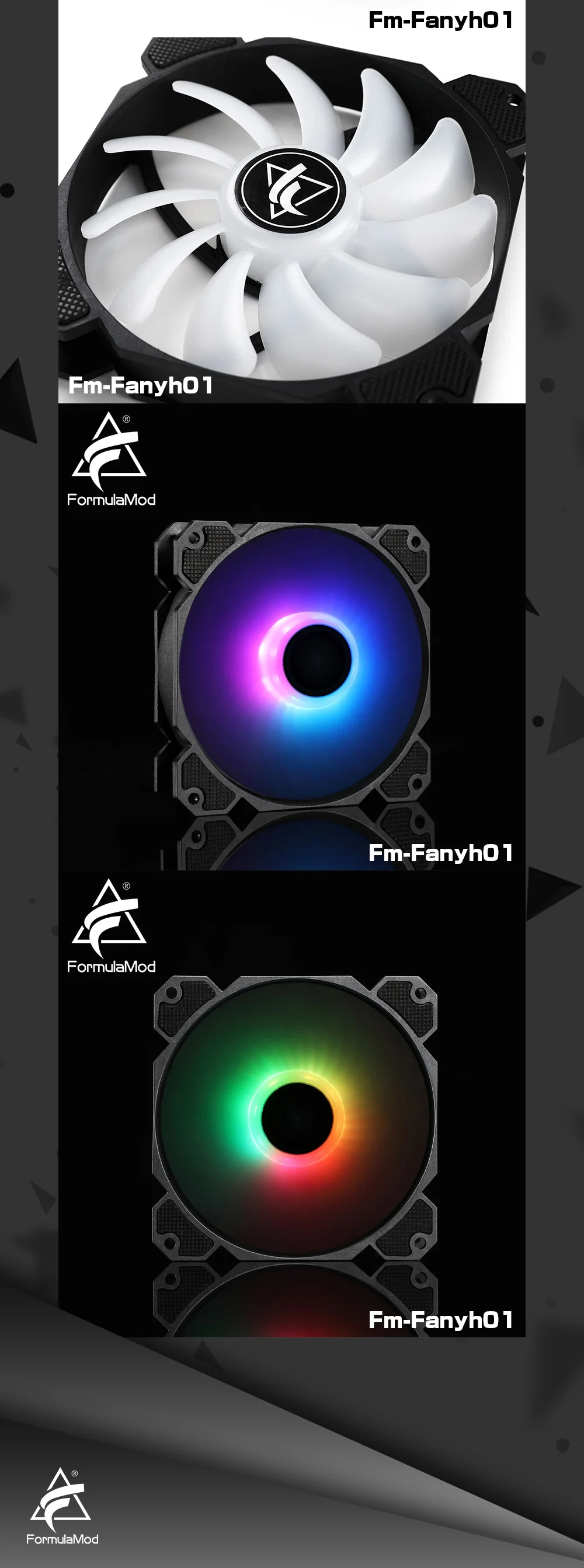 FormulaMod Fm-Fanyh01 120mm PWM Fan 5v 3Pin RGB Multipurpose Radiator Cooler Hydraulic Bearing 11 Large-size Blades