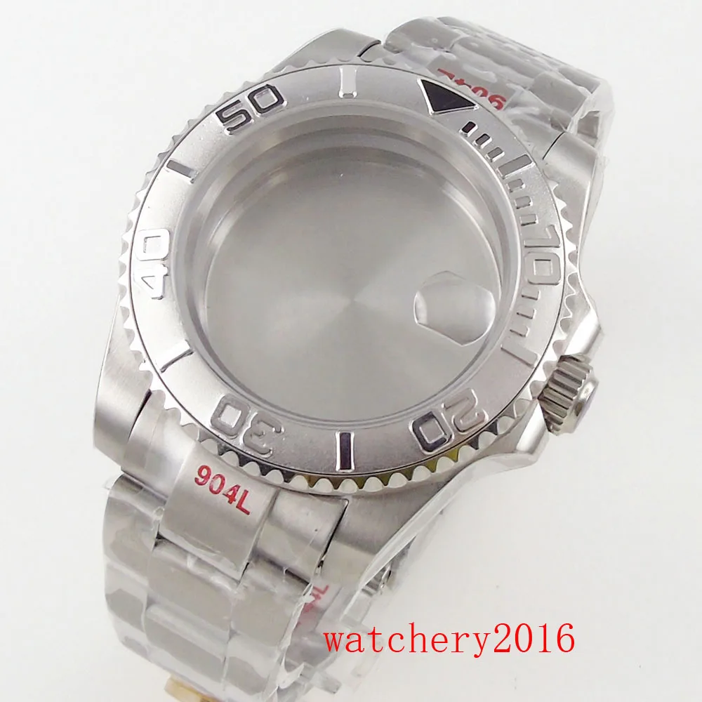 Fit NH35 NH36 Automatic Movement Stainless Steel 40mm Watch Case with Sapphire Glass Rotating Silver insert Bezel
