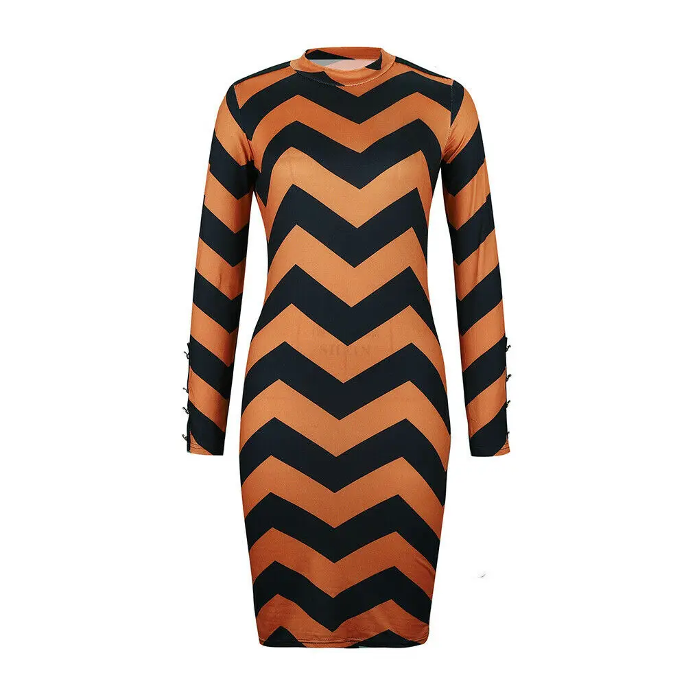 Новое модное женское Полосатое мини-платье с длинным рукавом и вырезом лодочкой
