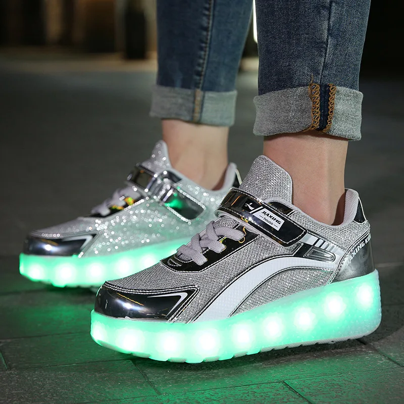 

Heelies 2022 Glowing Sneakers Kids Roller Skate Shoes Children Led Colorful Light up Shoes Girl Boy Sneakers with Wheels Heelies