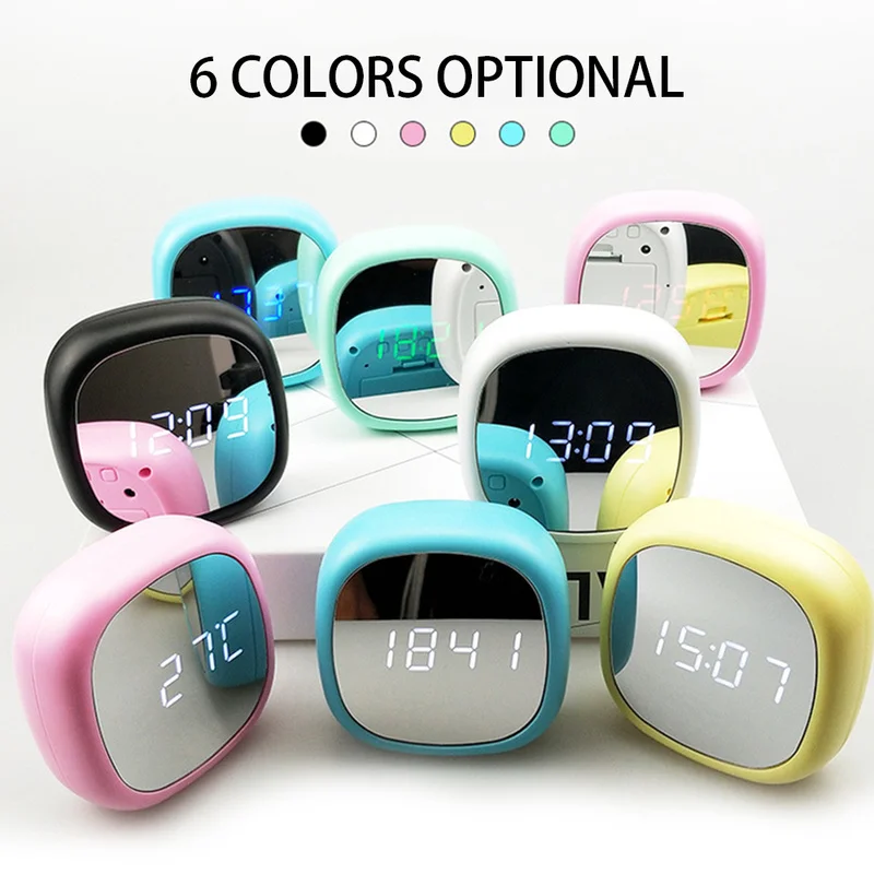 Зеркальные часы-будильник со звуковым сигналом мульти-Функция светодиодный