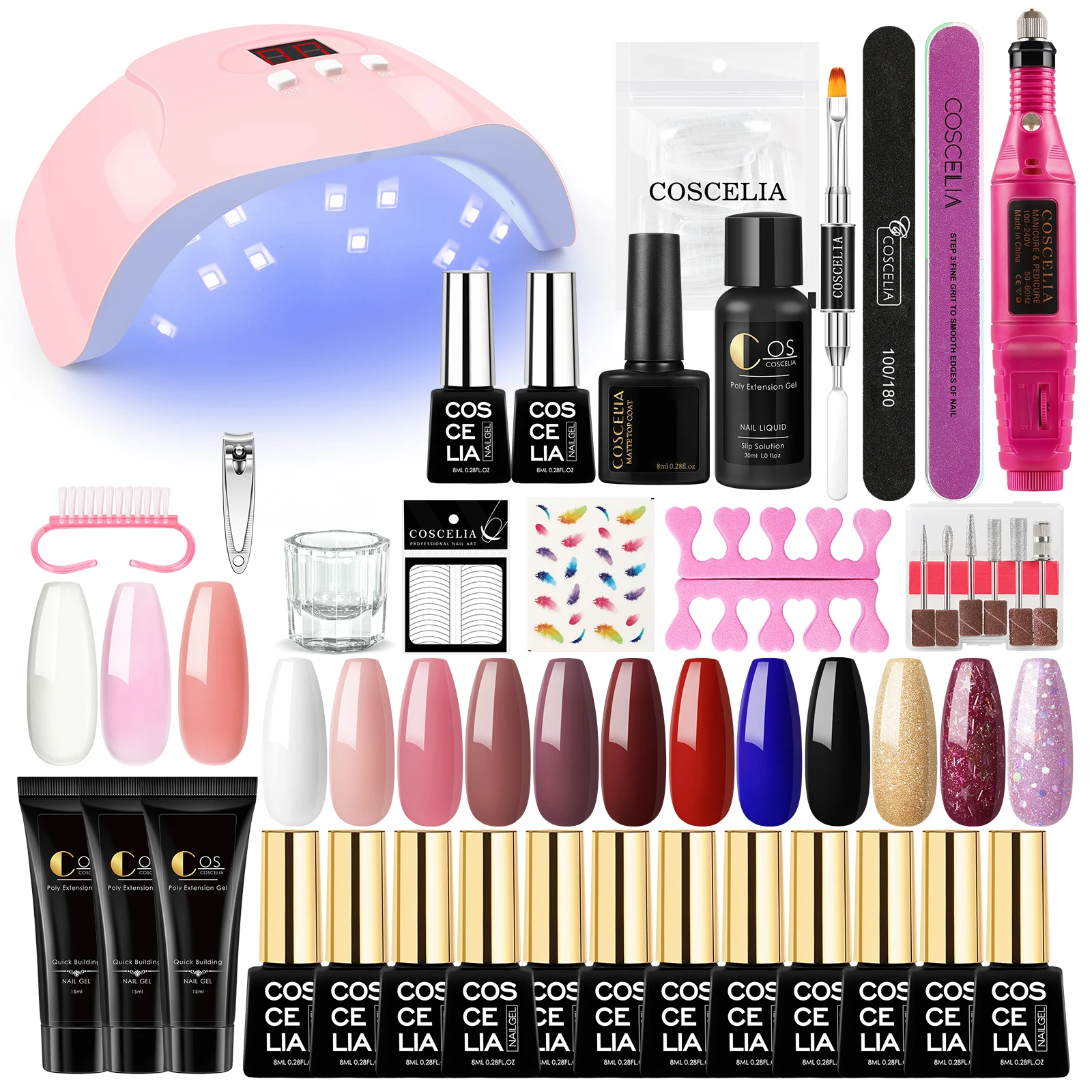 Набор маникюрных инструментов COSCELIA для наращивания ногтей аппарат маникюра с