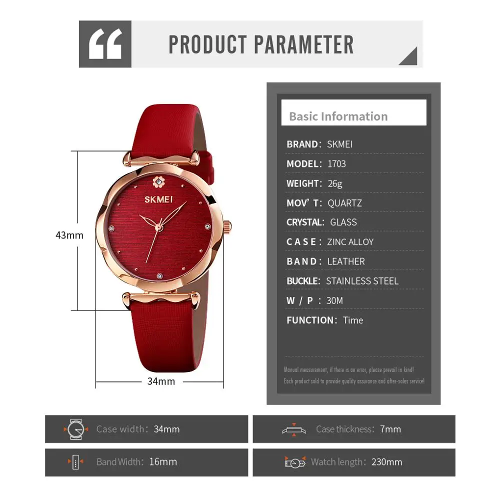 

SKMEI Quartz Watches For Women Elegant Flower Diamond Dial Lady Quartz Wrist Watch Red Blue Thin Ladies Clock reloj mujer 1703