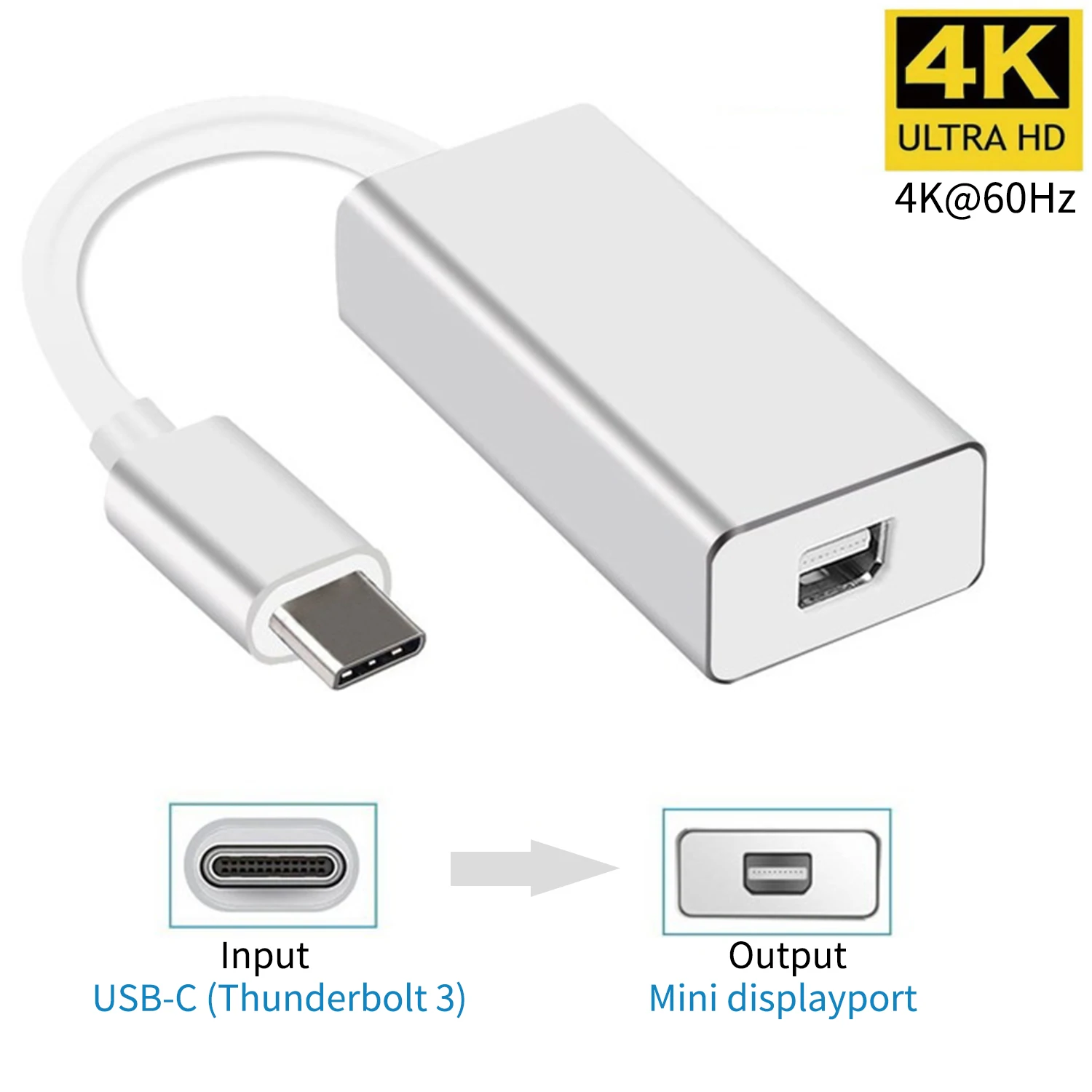 Адаптер USB C к Mini DP 4K 60 Гц Type Display адаптер Plug and Play Thunderbolt 3 конвертер для MacBook Pro |