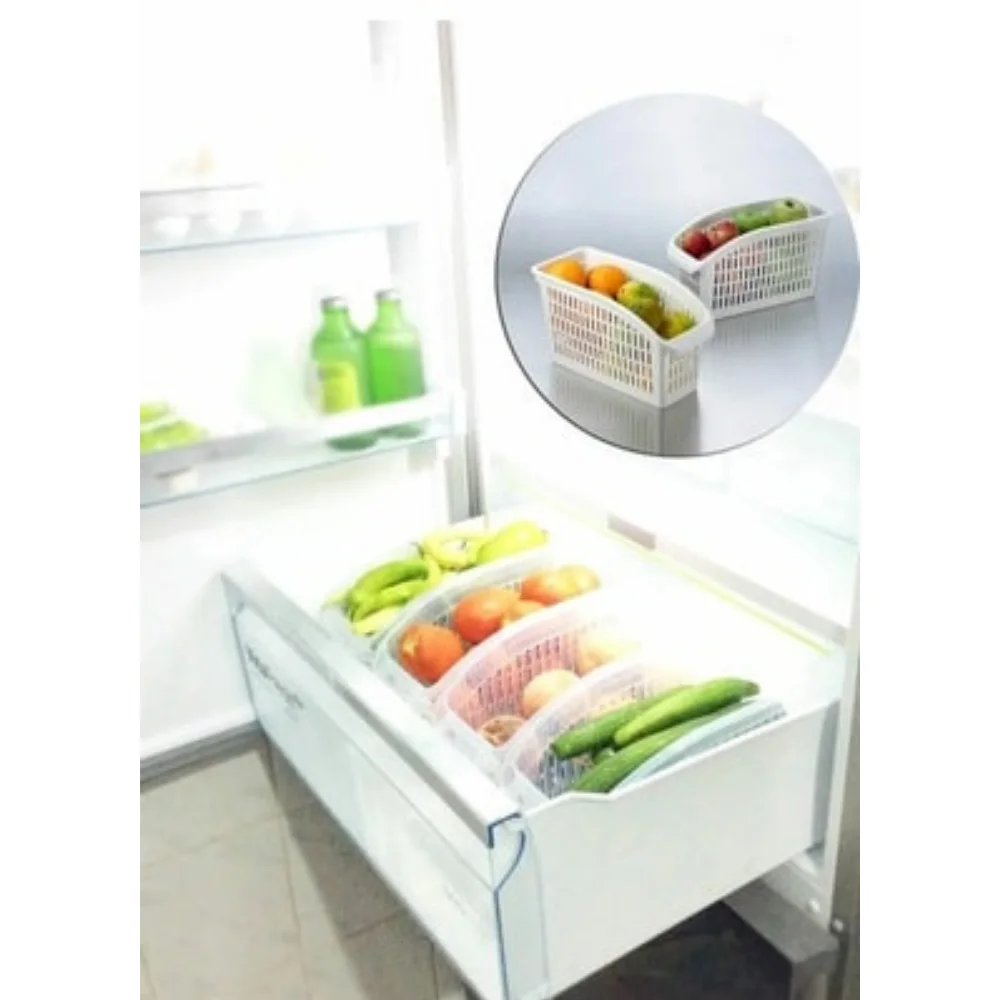 

Kitchen Organizer Drawer Basket Container Fresh Spacer Layer Storage Rack Retractable Box Space Saver Fridge Freezer Food Holder