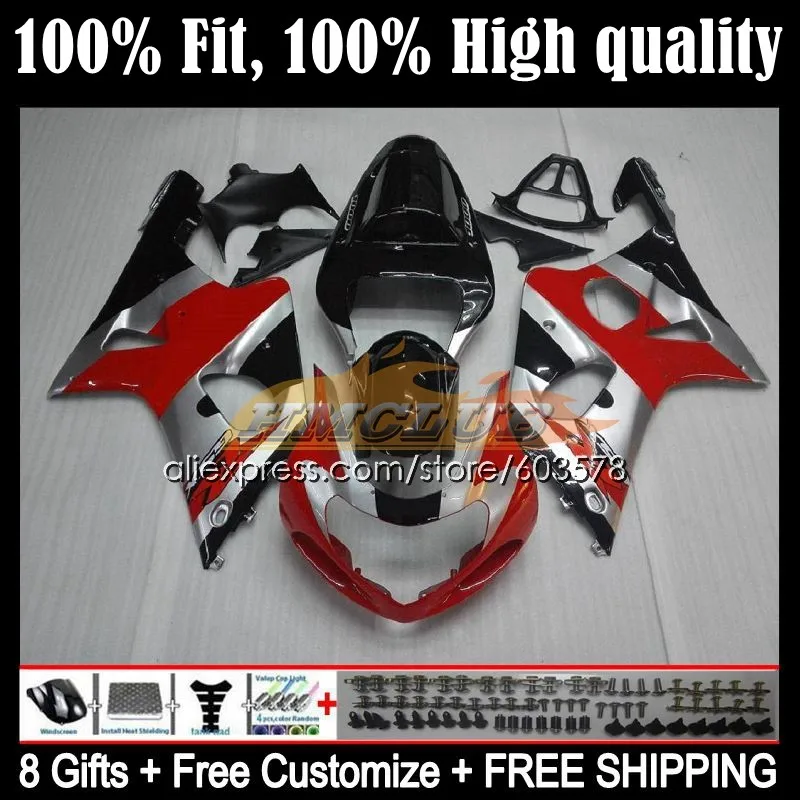 

Инъекция для SUZUKI GSXR-1000 GSXR 1000 CC GSXR1000 K2 8CL.9 GSX-R1000 00 01 02 GSX R1000 2000 2001 2002 обтекатель серебристо-красный